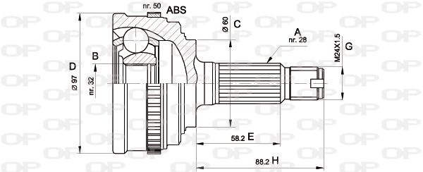 OPEN PARTS jungčių komplektas, kardaninis velenas CVJ5130.10